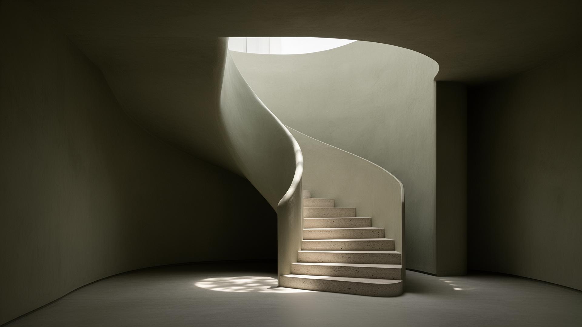 A sweeping sculptural staircase in a restored Georgian hall